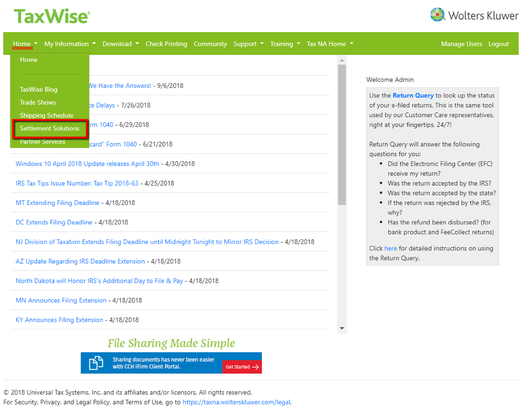 TaxWise settlement solutions