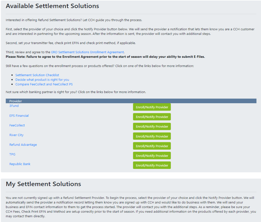 Taxwise Select Settlement Solution