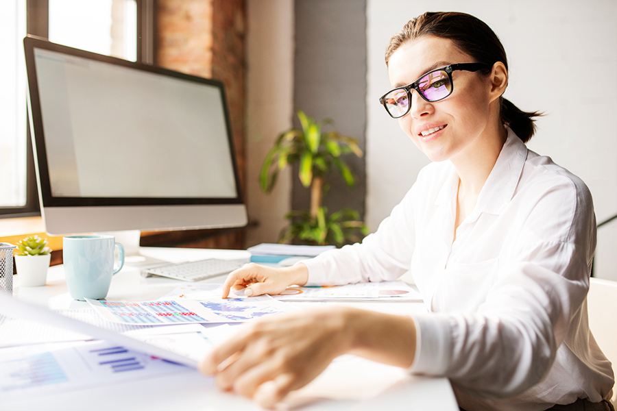 Accountant reviewing documents