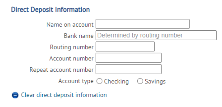 Direct Deposit Info Direct Deposit Info