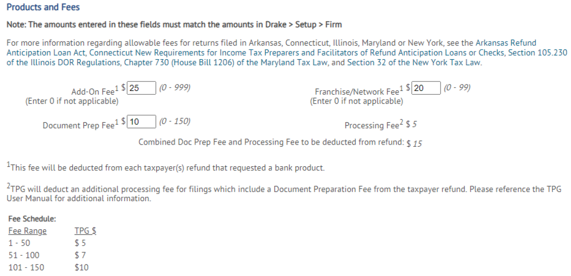 products fees Products and fees