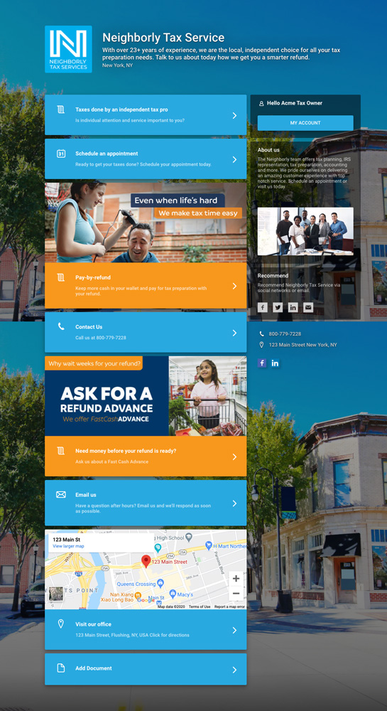 landingpage marketing a tax preparation business
