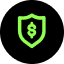 Type=shield-money, Color=green on black